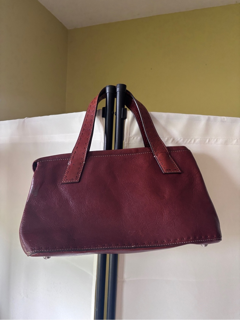 Vintage Fossil Brown Genuine Leather Mini Top-Handle Bag